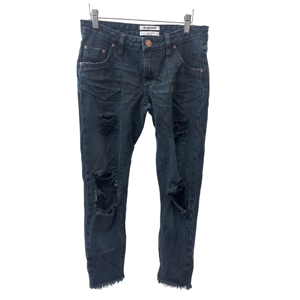 NWT One Teaspoon 26 Freebirds Blacksmith Distressed Ripped Low Rise Skinny Jeans